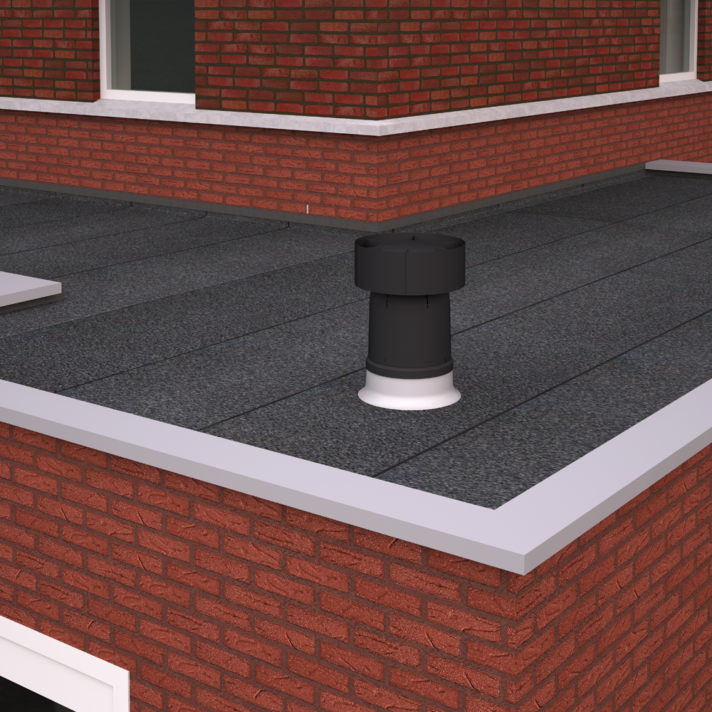 Ventus on flat roof - close up